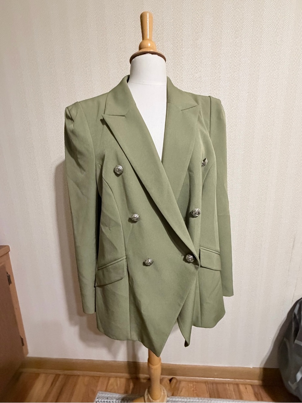River Island Olive Green Double-Breasted Blazer